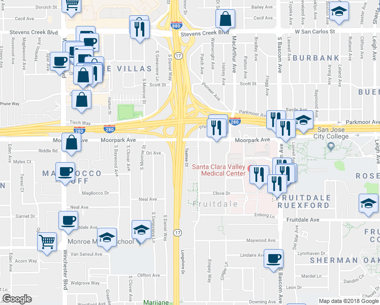 map of restaurants, bars, coffee shops, grocery stores, and more near in Fruitdale