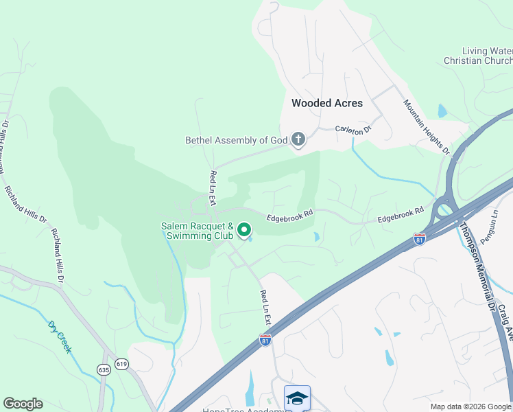 map of restaurants, bars, coffee shops, grocery stores, and more near 1611 Edgebrook Rd in Salem