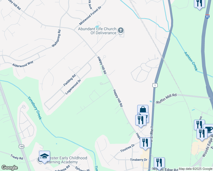 map of restaurants, bars, coffee shops, grocery stores, and more near 15060 Happy Hill Road in Colonial Heights
