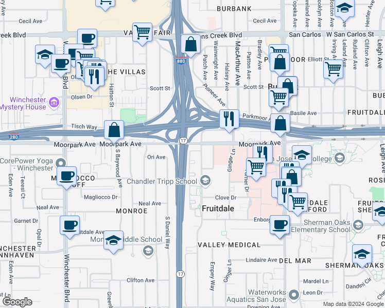 map of restaurants, bars, coffee shops, grocery stores, and more near in Fruitdale