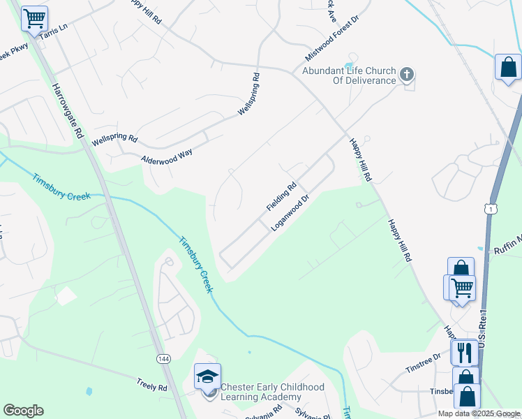 map of restaurants, bars, coffee shops, grocery stores, and more near 3132 Fielding Road in Chesterfield County
