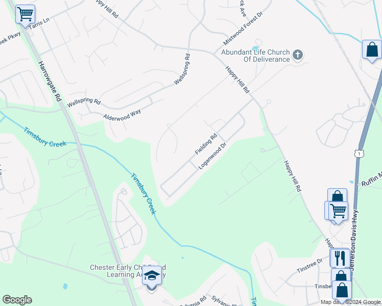 map of restaurants, bars, coffee shops, grocery stores, and more near 3132 Fielding Road in Chesterfield County