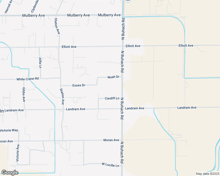 map of restaurants, bars, coffee shops, grocery stores, and more near 0 North Buhach Road in Merced