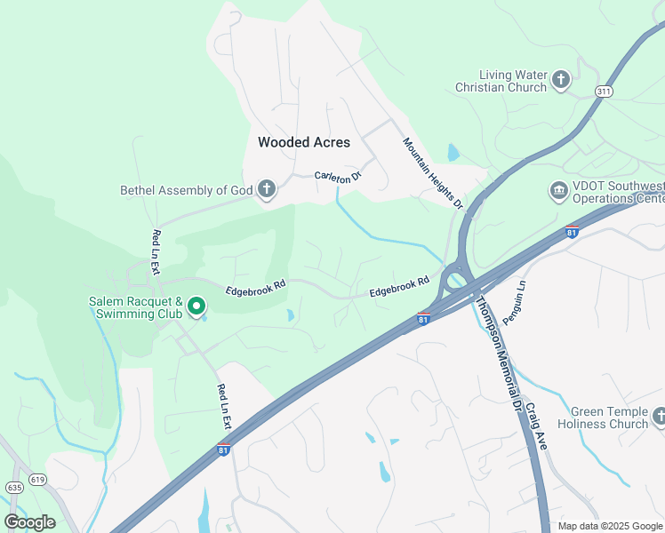 map of restaurants, bars, coffee shops, grocery stores, and more near 1610 Forest Highlands Court in Salem