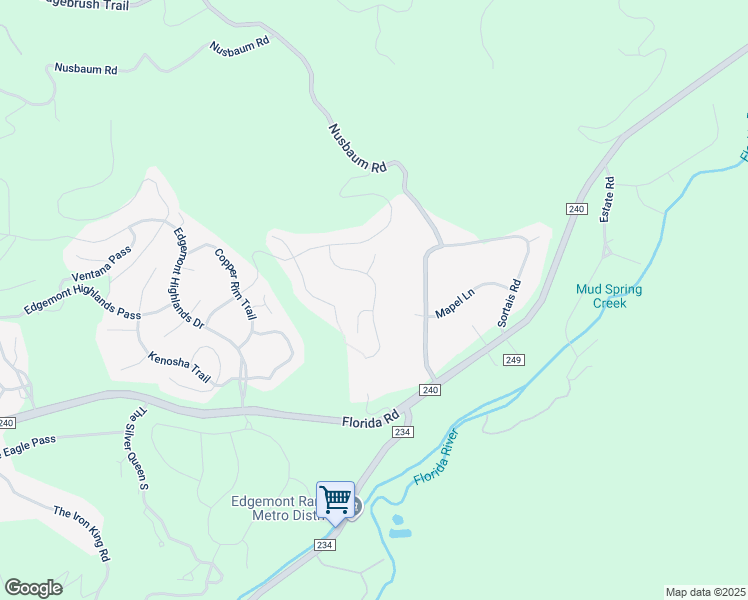 map of restaurants, bars, coffee shops, grocery stores, and more near 181 Sortais Road in Durango