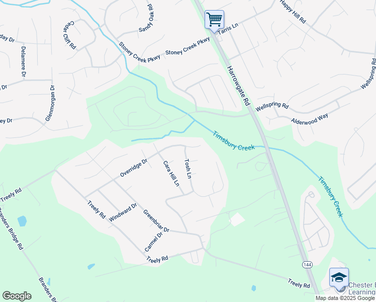 map of restaurants, bars, coffee shops, grocery stores, and more near 3931 Overridge Drive in Chester