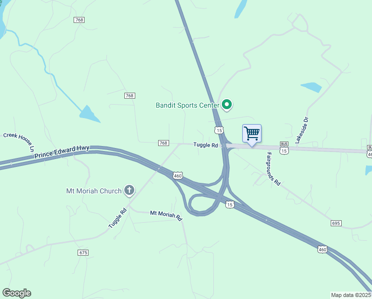 map of restaurants, bars, coffee shops, grocery stores, and more near 2298 Tuggle Road in Farmville