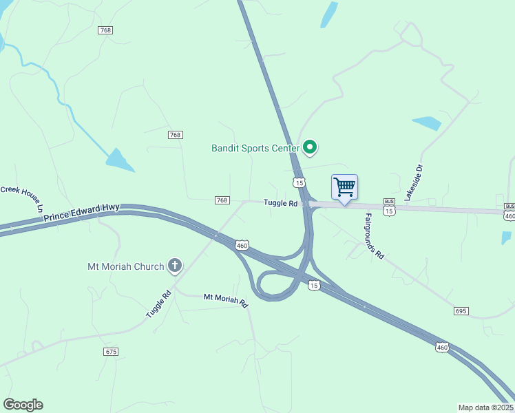 map of restaurants, bars, coffee shops, grocery stores, and more near 2298 Tuggle Road in Farmville