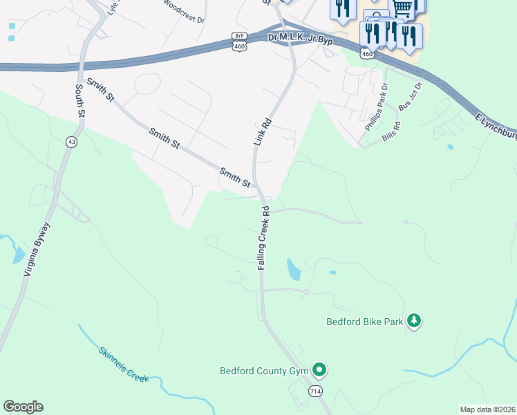 map of restaurants, bars, coffee shops, grocery stores, and more near 1591 Link Road in Bedford