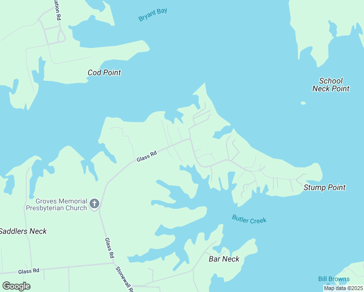 map of restaurants, bars, coffee shops, grocery stores, and more near 9406 Glass Road in Gloucester County