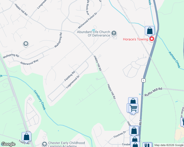 map of restaurants, bars, coffee shops, grocery stores, and more near 15000 Happy Hill Road in Colonial Heights