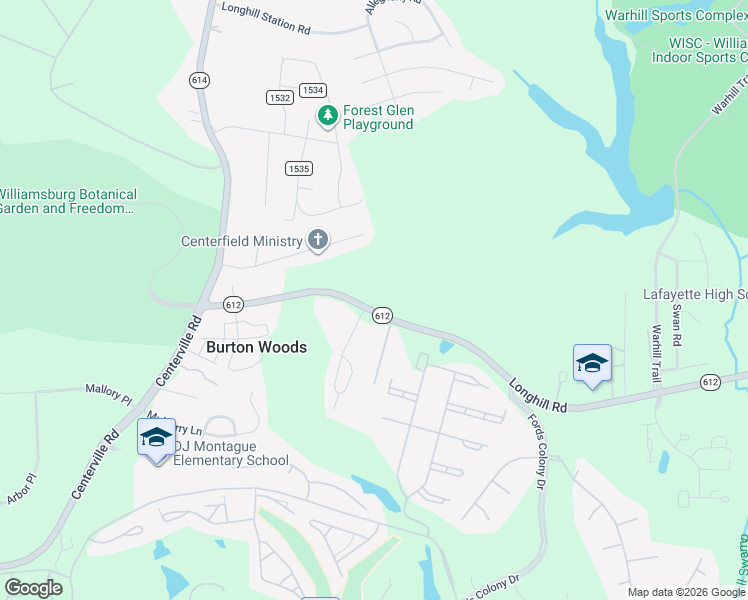 map of restaurants, bars, coffee shops, grocery stores, and more near 3970 Longhill Road in Williamsburg