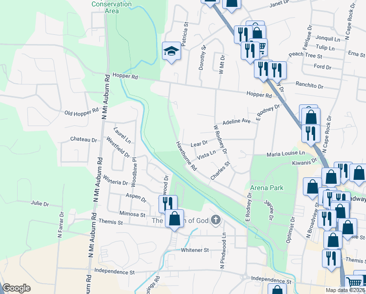 map of restaurants, bars, coffee shops, grocery stores, and more near 2904 Lear Drive in Cape Girardeau