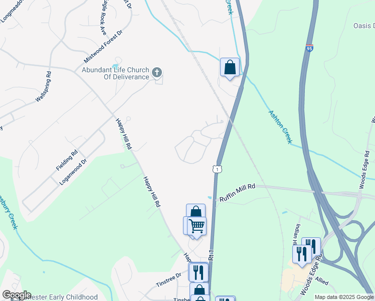 map of restaurants, bars, coffee shops, grocery stores, and more near 15101 Lorimer Road in Colonial Heights