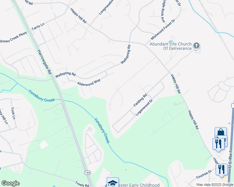 map of restaurants, bars, coffee shops, grocery stores, and more near 14600 Talleywood Court in Chester