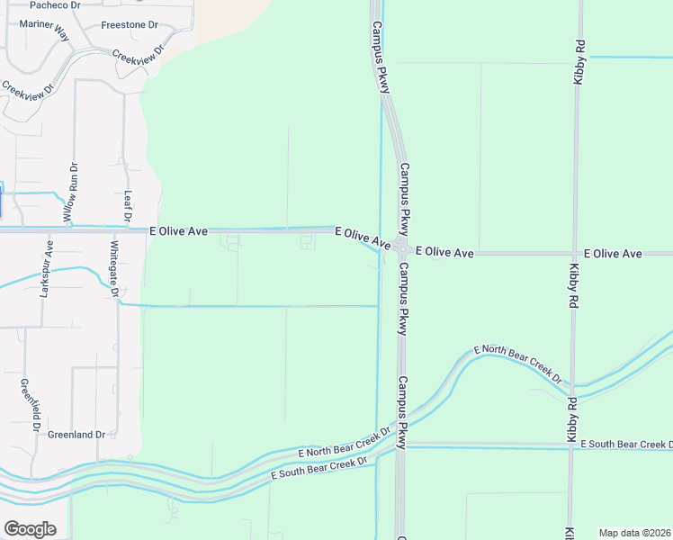 map of restaurants, bars, coffee shops, grocery stores, and more near 3389 East Olive Avenue in Merced