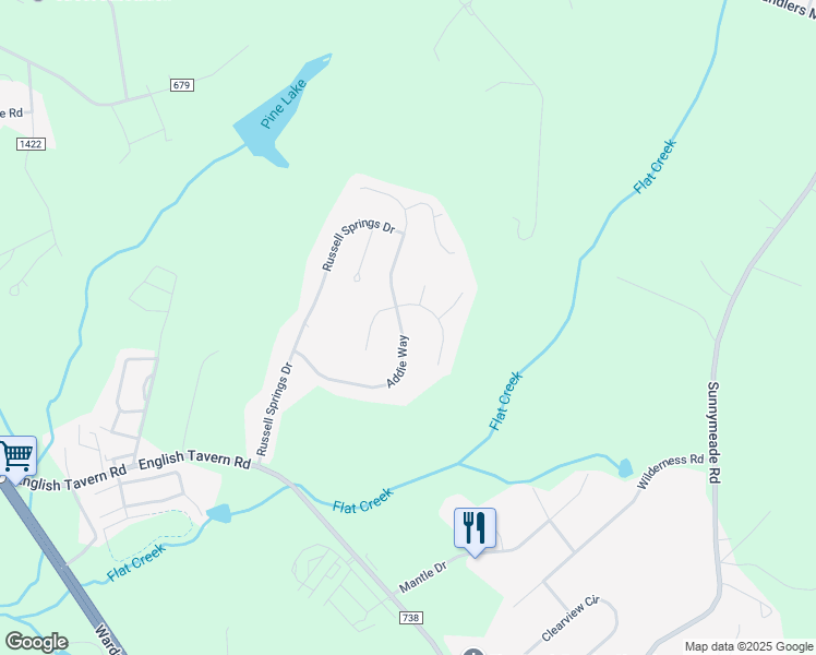 map of restaurants, bars, coffee shops, grocery stores, and more near 325 Addie Way in Lynchburg