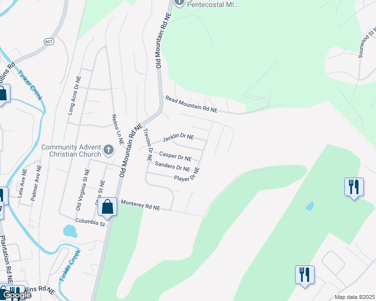 map of restaurants, bars, coffee shops, grocery stores, and more near 4743 Arnold Dr NE in Roanoke