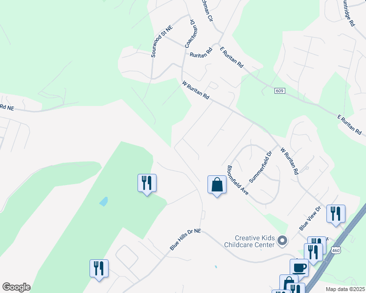 map of restaurants, bars, coffee shops, grocery stores, and more near 2040 Broyles Lane in Roanoke