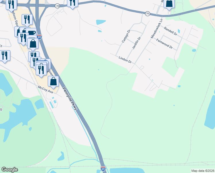 map of restaurants, bars, coffee shops, grocery stores, and more near 54-498 Unity Road in Madisonville