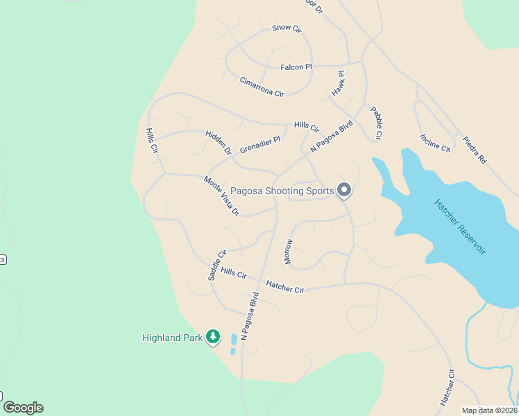 map of restaurants, bars, coffee shops, grocery stores, and more near 63 Monte Vista Drive in Pagosa Springs