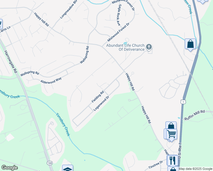 map of restaurants, bars, coffee shops, grocery stores, and more near 3018 Fielding Road in Chesterfield County