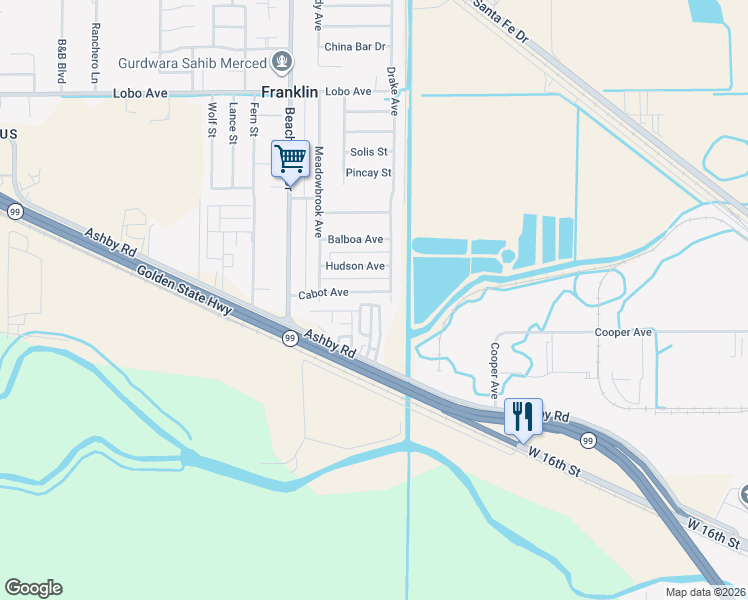 map of restaurants, bars, coffee shops, grocery stores, and more near 1848 Ashby Road in Unincorporated