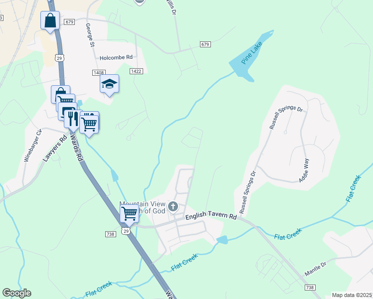 map of restaurants, bars, coffee shops, grocery stores, and more near 56 Gloucester Drive in Lynchburg