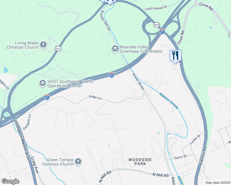 map of restaurants, bars, coffee shops, grocery stores, and more near 351-353 Polar Lane in Salem