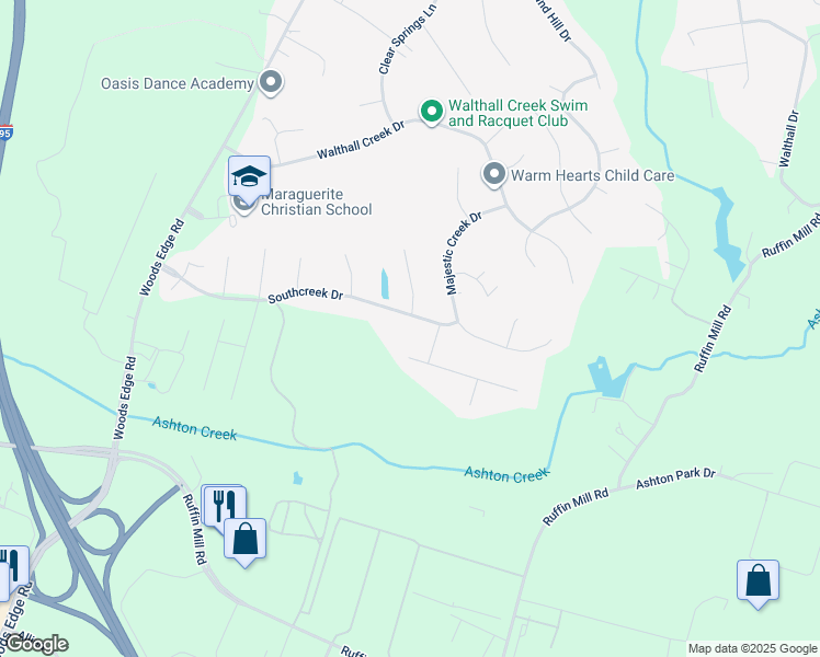 map of restaurants, bars, coffee shops, grocery stores, and more near 1531 Southcreek Drive in Chesterfield County
