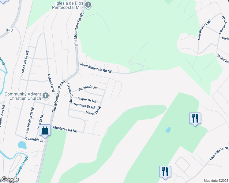 map of restaurants, bars, coffee shops, grocery stores, and more near 4953 Pine Glen Road Northeast in Roanoke