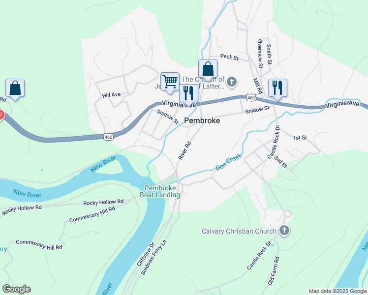 map of restaurants, bars, coffee shops, grocery stores, and more near 127 River Road in Pembroke