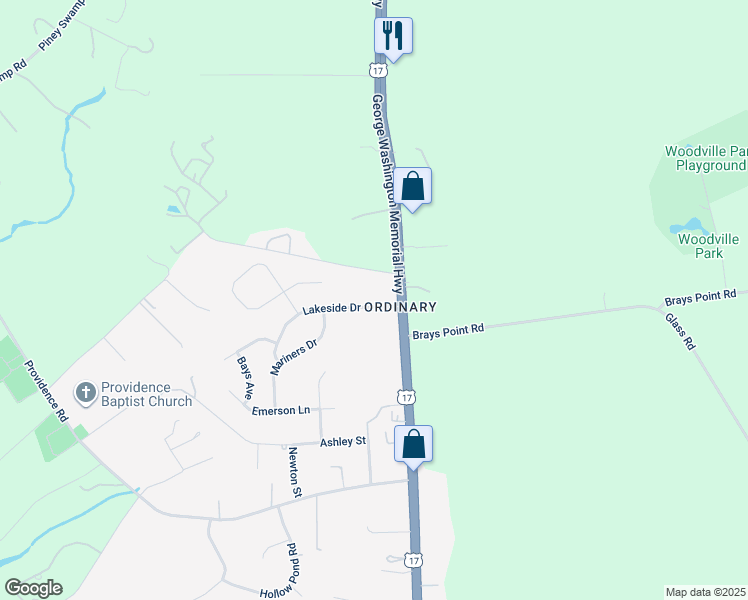 map of restaurants, bars, coffee shops, grocery stores, and more near 7019 Lakeside Drive in Gloucester Point
