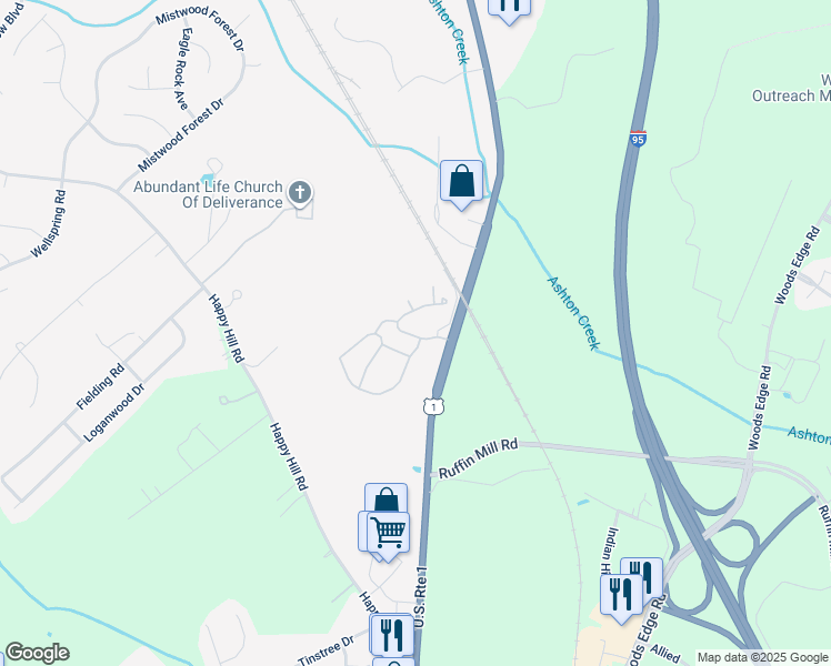 map of restaurants, bars, coffee shops, grocery stores, and more near 2609 Mangowood Drive in Colonial Heights