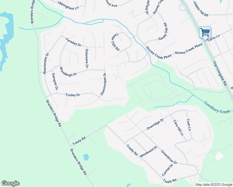 map of restaurants, bars, coffee shops, grocery stores, and more near 14407 Tooley Terrace in Chester