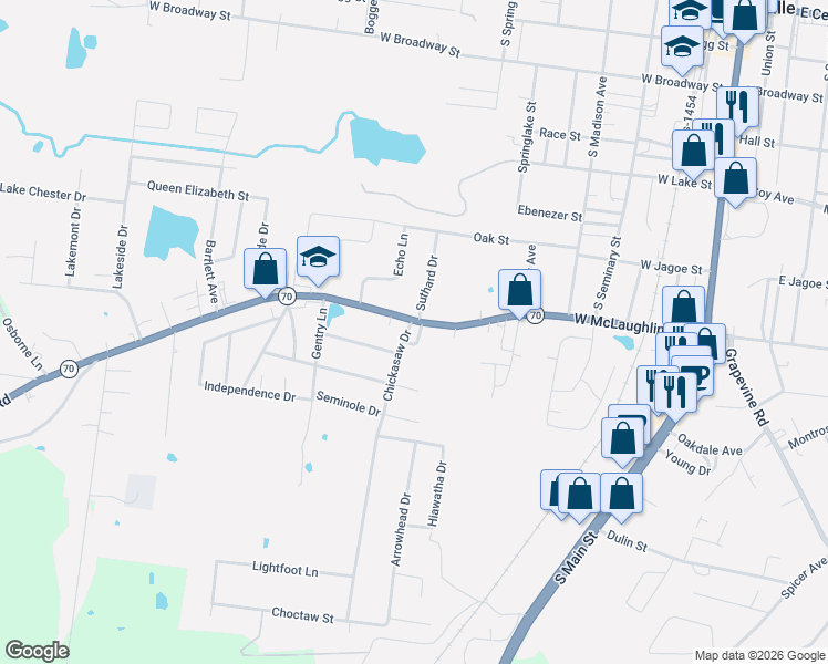 map of restaurants, bars, coffee shops, grocery stores, and more near 600-678 Suthard Drive in Madisonville