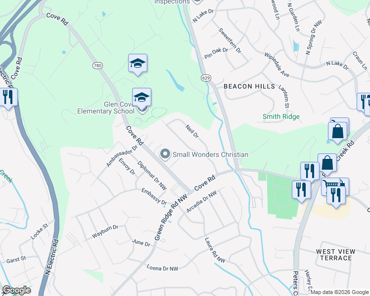 map of restaurants, bars, coffee shops, grocery stores, and more near 2844 Tully Drive in Roanoke
