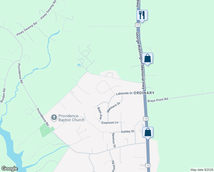map of restaurants, bars, coffee shops, grocery stores, and more near 3889 Ordinary Loop in Gloucester Point