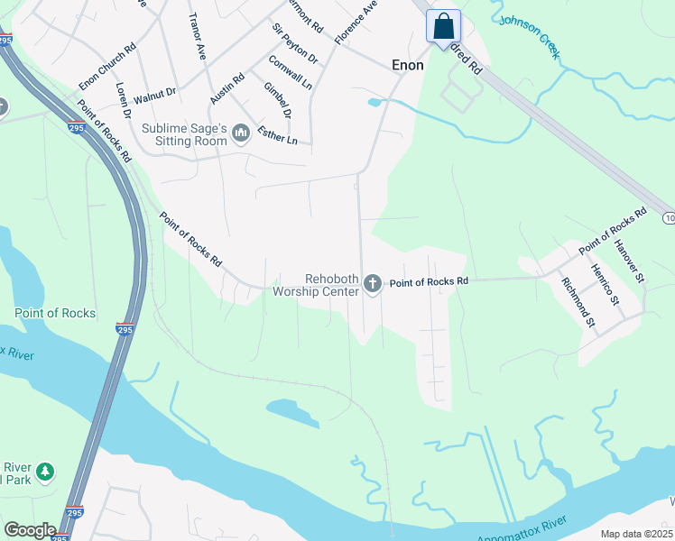 map of restaurants, bars, coffee shops, grocery stores, and more near 1800 Point of Rocks Road in Chester