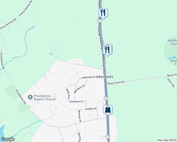 map of restaurants, bars, coffee shops, grocery stores, and more near 6956 Shyan Way in Gloucester Point