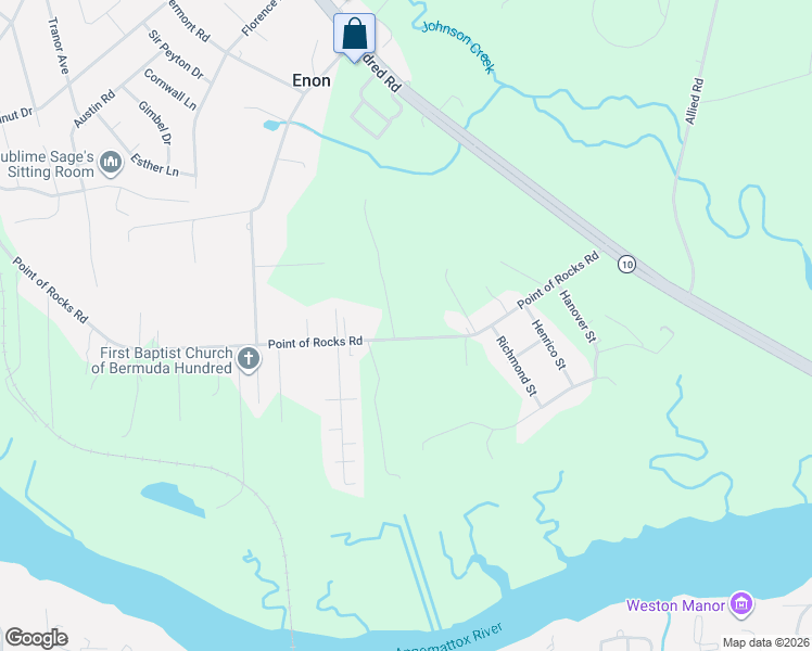 map of restaurants, bars, coffee shops, grocery stores, and more near 2110 Point of Rocks Road in Chester