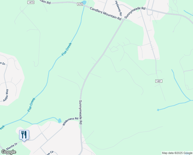 map of restaurants, bars, coffee shops, grocery stores, and more near 1311 Sunnymeade Road in Rustburg