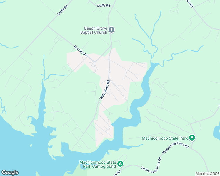 map of restaurants, bars, coffee shops, grocery stores, and more near 3873 Cedar Bush Road in Gloucester County