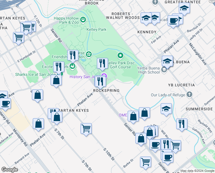 map of restaurants, bars, coffee shops, grocery stores, and more near 637 Nordale Avenue in San Jose