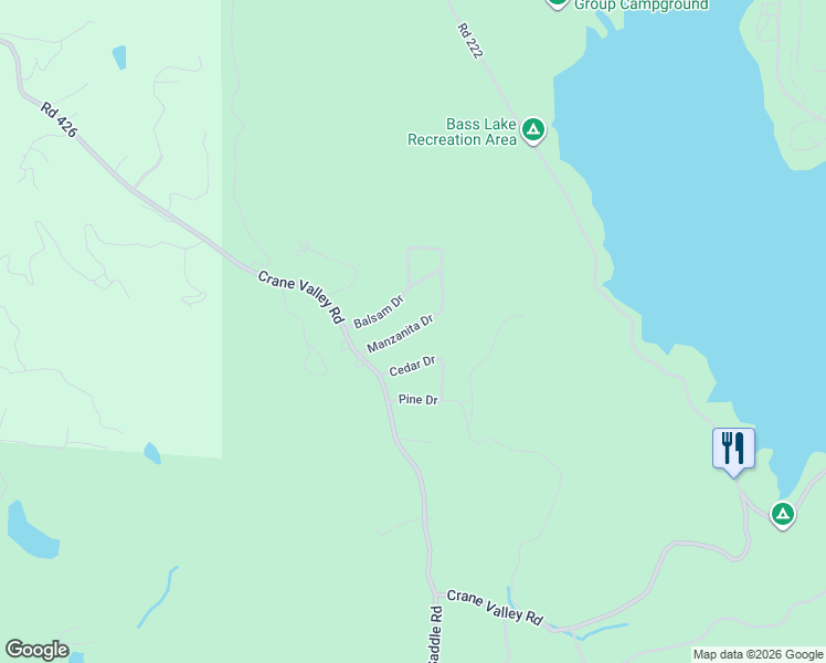 map of restaurants, bars, coffee shops, grocery stores, and more near 39333 Manzanita Drive in Oakhurst