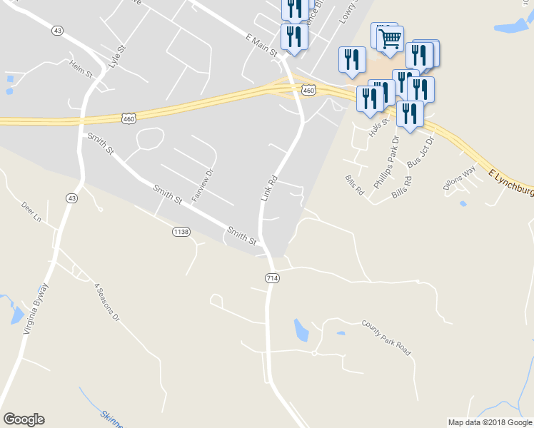 map of restaurants, bars, coffee shops, grocery stores, and more near 1567 Link Road in Bedford