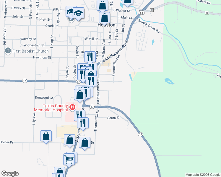 map of restaurants, bars, coffee shops, grocery stores, and more near 200 North Street in Houston