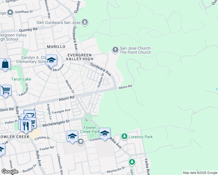 map of restaurants, bars, coffee shops, grocery stores, and more near in San Jose