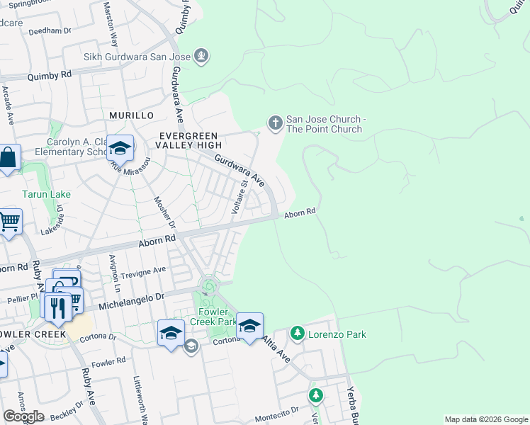 map of restaurants, bars, coffee shops, grocery stores, and more near in San Jose