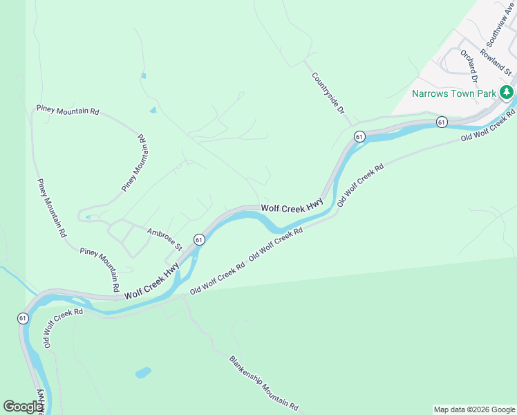 map of restaurants, bars, coffee shops, grocery stores, and more near 1155 Wolf Creek Highway in Narrows